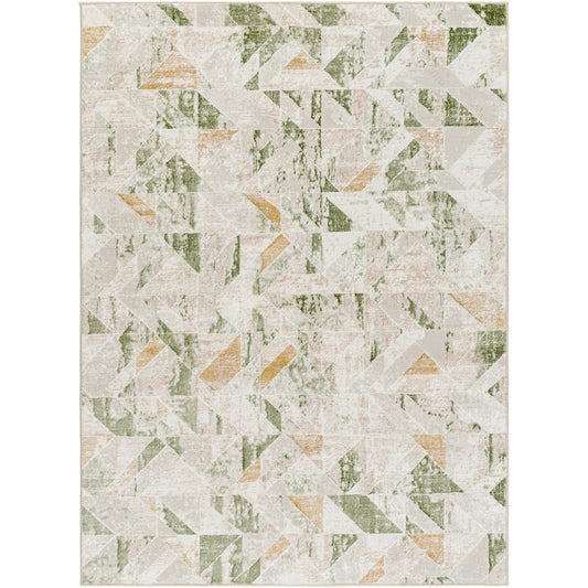 ROYALTY Scandi Modern Moss/Ivory Area Rug Flat