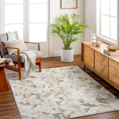 ROYALTY Scandi Modern Moss/Ivory Area Rug Roomscene