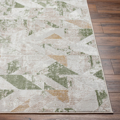 ROYALTY Scandi Modern Moss/Ivory Area Rug Front