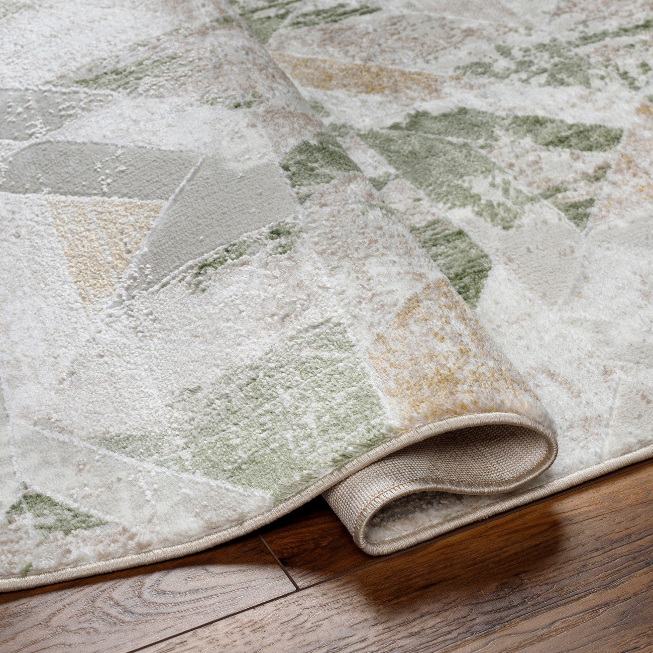 ROYALTY Scandi Modern Moss/Ivory Area Rug Fold