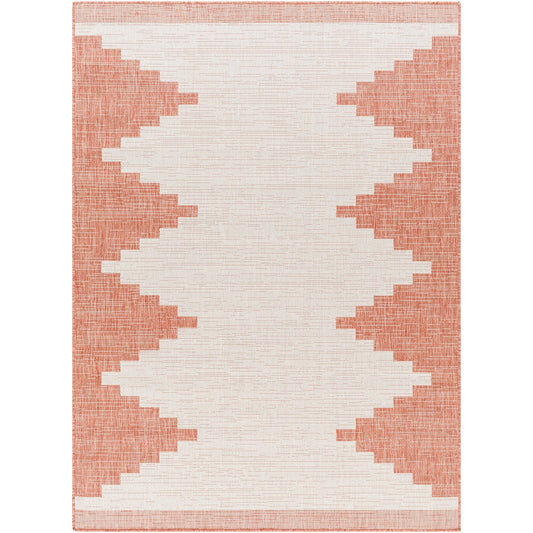 RUBAL Indoor & Outdoor Global Coral/Grey Area Rug Flat