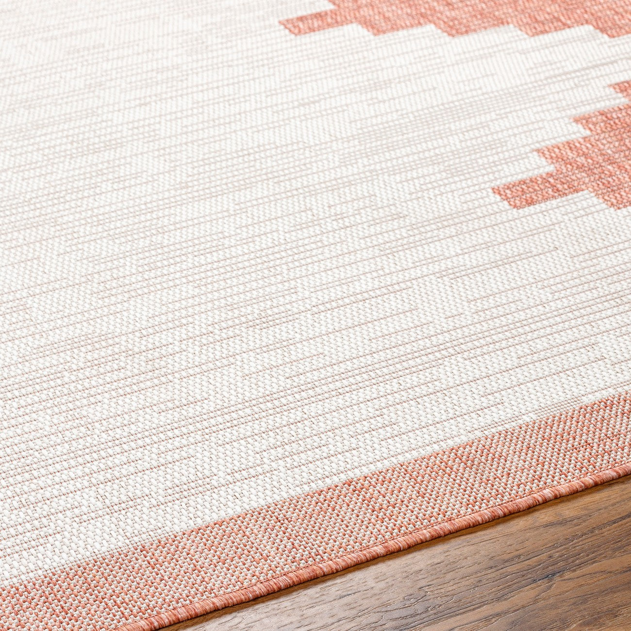 RUBAL Indoor & Outdoor Global Coral/Grey Area Rug Texture