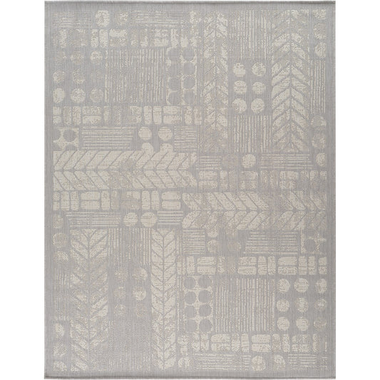 SALLY Indoor & Outdoor Modern Light Grey/Cream Area Rug Flat