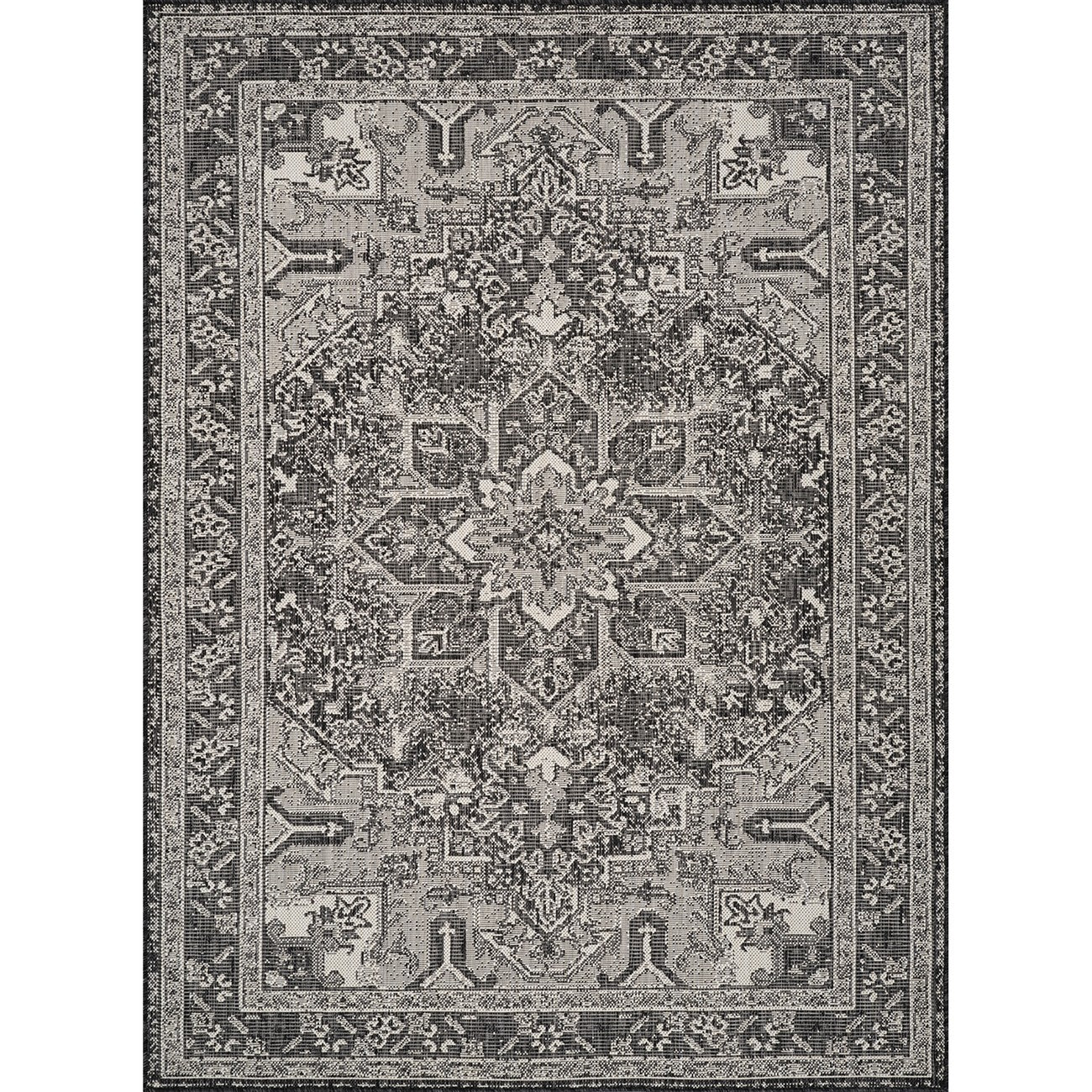 ELLY Indoor & Outdoor Traditional Light Grey/Cream Area Rug