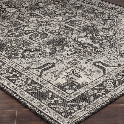 ELLY Indoor & Outdoor Traditional Light Grey/Cream Area Rug
