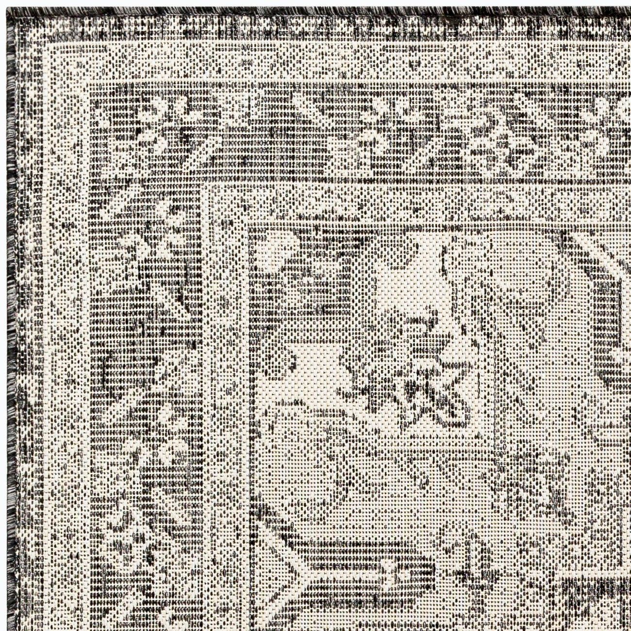 ELLY Indoor & Outdoor Traditional Light Grey/Cream Area Rug
