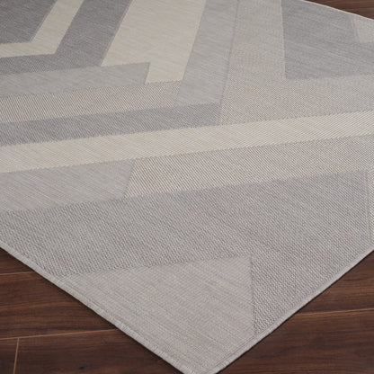ABBY Indoor & Outdoor Modern Light Grey/Ivory Area Rug
