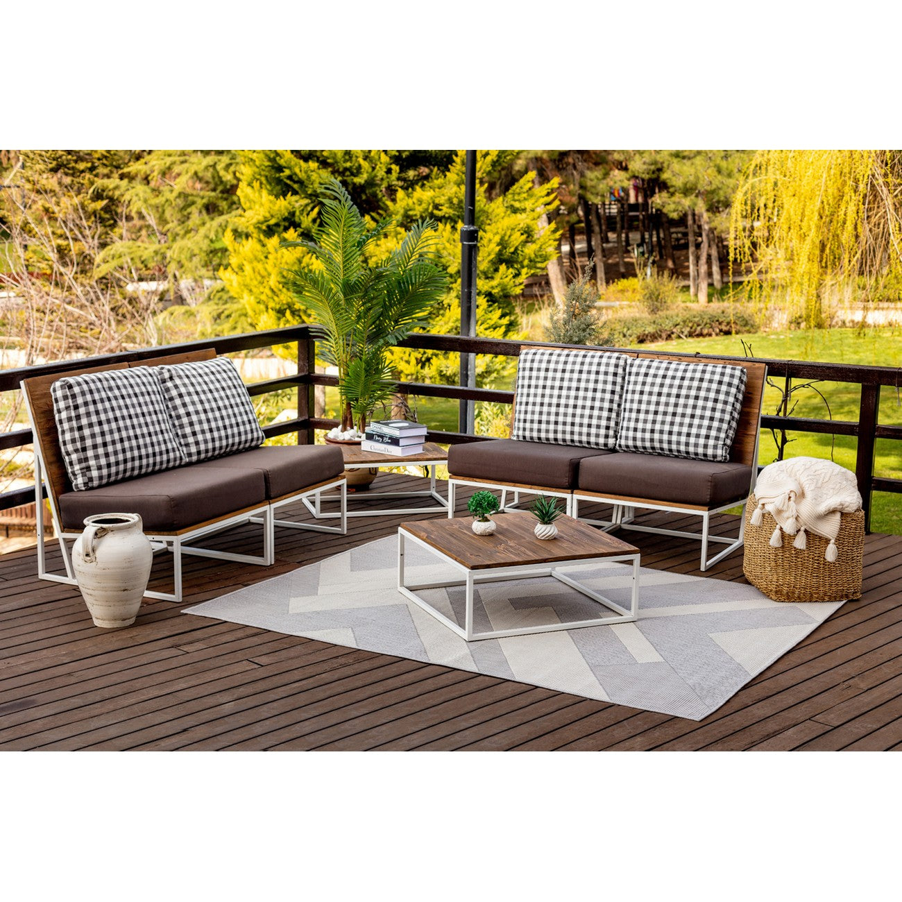 ABBY Indoor & Outdoor Modern Light Grey/Ivory Area Rug