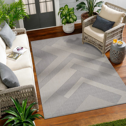 ABBY Indoor & Outdoor Modern Light Grey/Ivory Area Rug