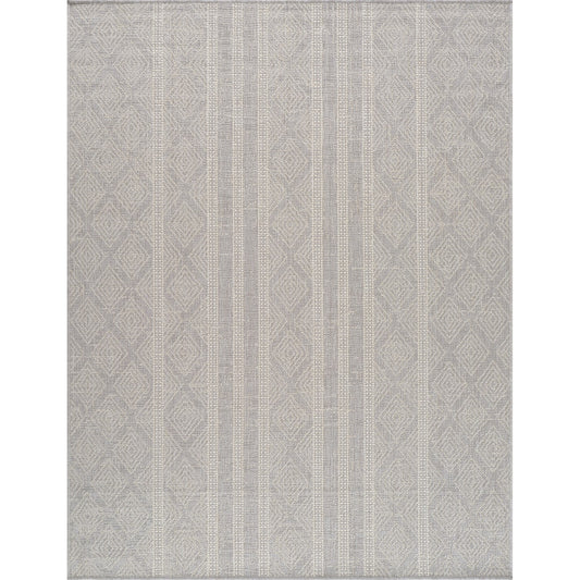 MADIE Indoor & Outdoor Global Light Grey/Cream Area Rug Flat