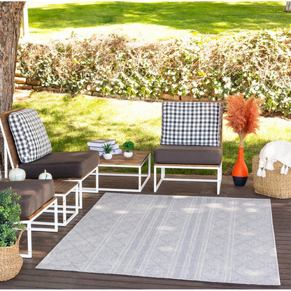 MADIE Indoor & Outdoor Global Light Grey/Cream Area Rug