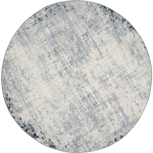 ALIX Abstract Modern Marble Dark Blue Area Rug Flat