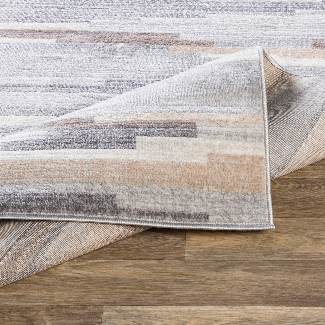OLIVIA Scandi Modern Medium Grey/Tan/White Area Rug Fold