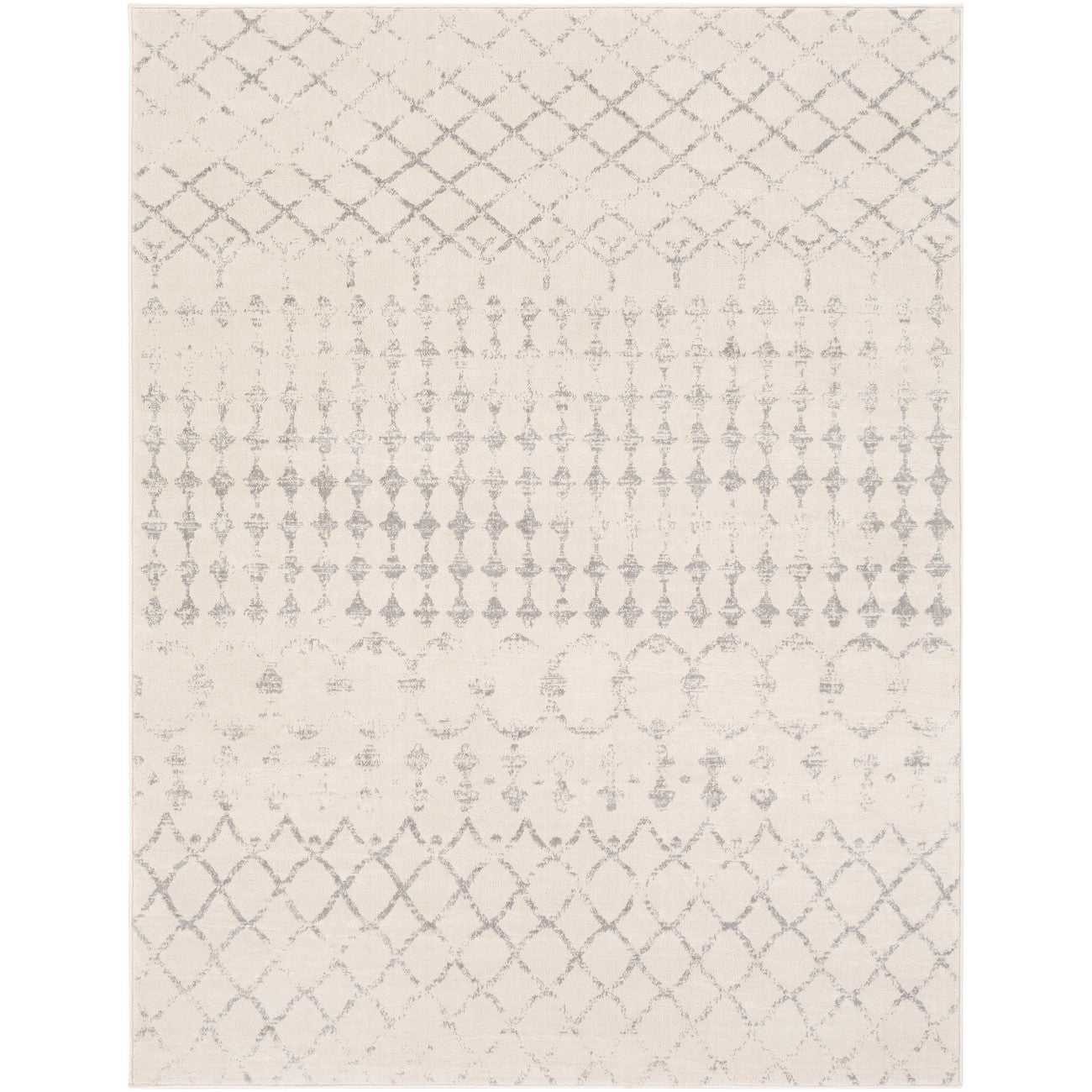 SOFIA Berber Geometric High Pile Cream Area Rug Flat