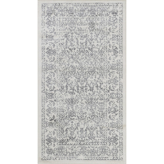 MARGAUX Vintage Traditional Oriental Boho Grey/Ivory Area Rug Flat