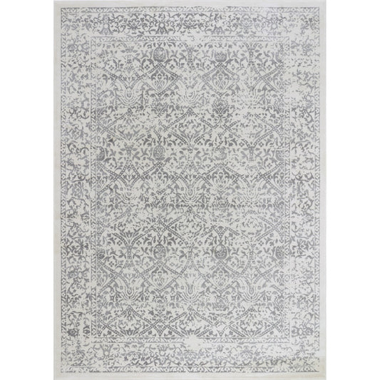 MARGAUX Vintage Traditional Oriental Boho Grey/Ivory Area Rug Flat