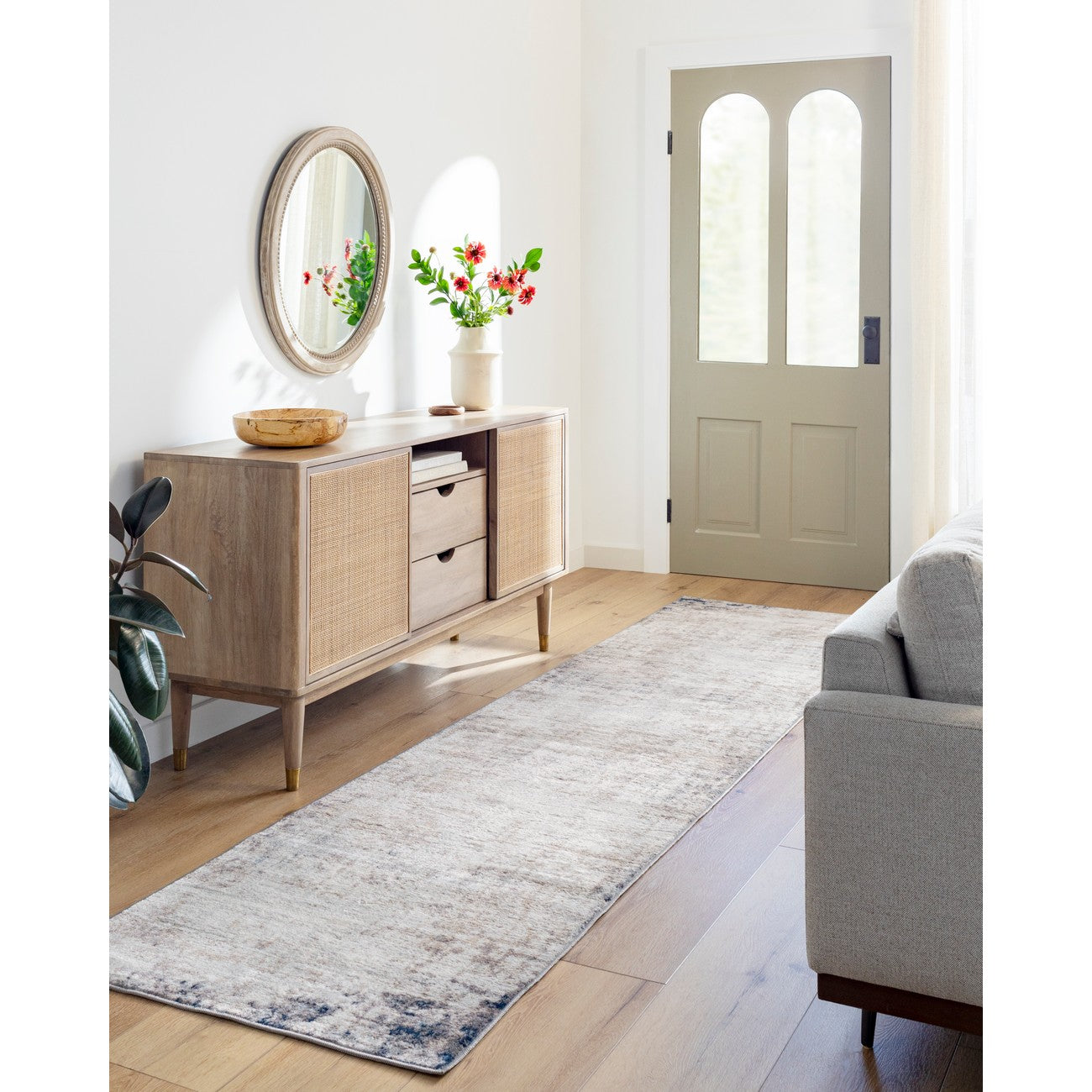 ALIX Abstract Modern Marble Blue/Ivory Area Rug Roomscene