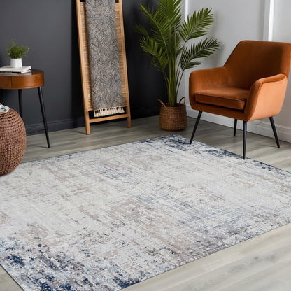 ALIX Abstract Modern Marble Blue/Ivory Area Rug Roomscene