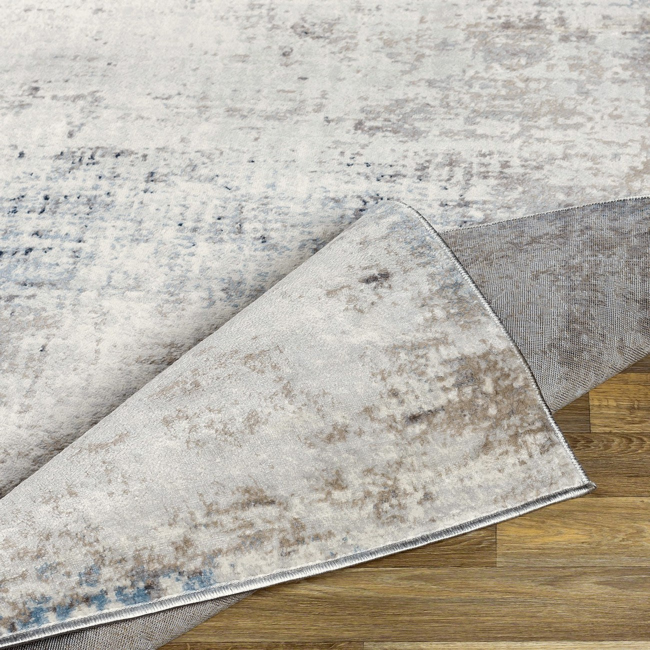 ALIX Abstract Modern Marble Blue/Ivory Area Rug Fold