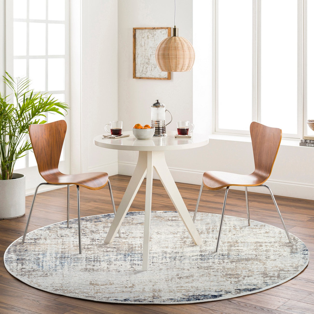 ALIX Abstract Modern Marble Blue/Ivory Area Rug Roomscene