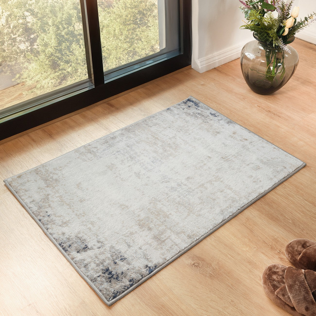 ALIX Abstract Modern Marble Blue/Ivory Area Rug Roomscene