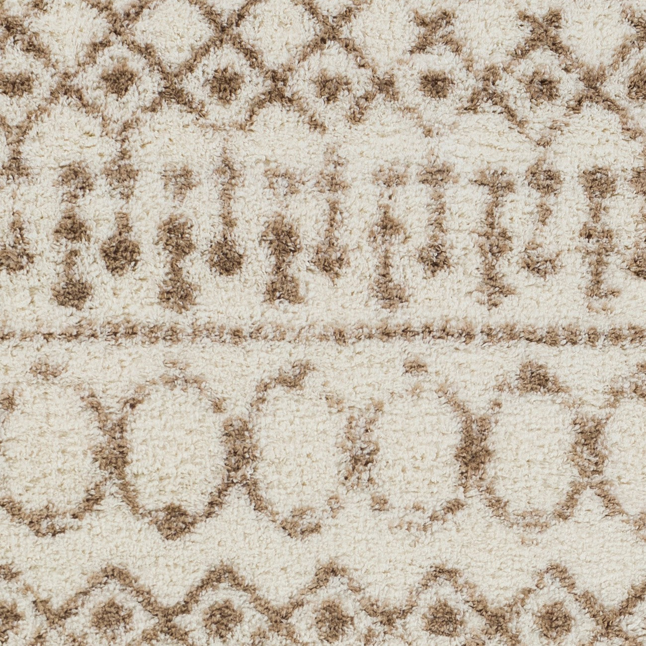 SAANJH Shaggy Geometric Plush Pile Beige Area Rug