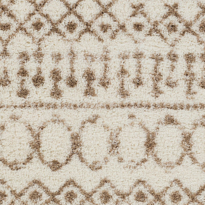 SAANJH Shaggy Geometric Plush Pile Beige Area Rug
