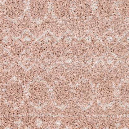 SAANJH Shaggy Global Plush Pile Blush Area Rug Swatch