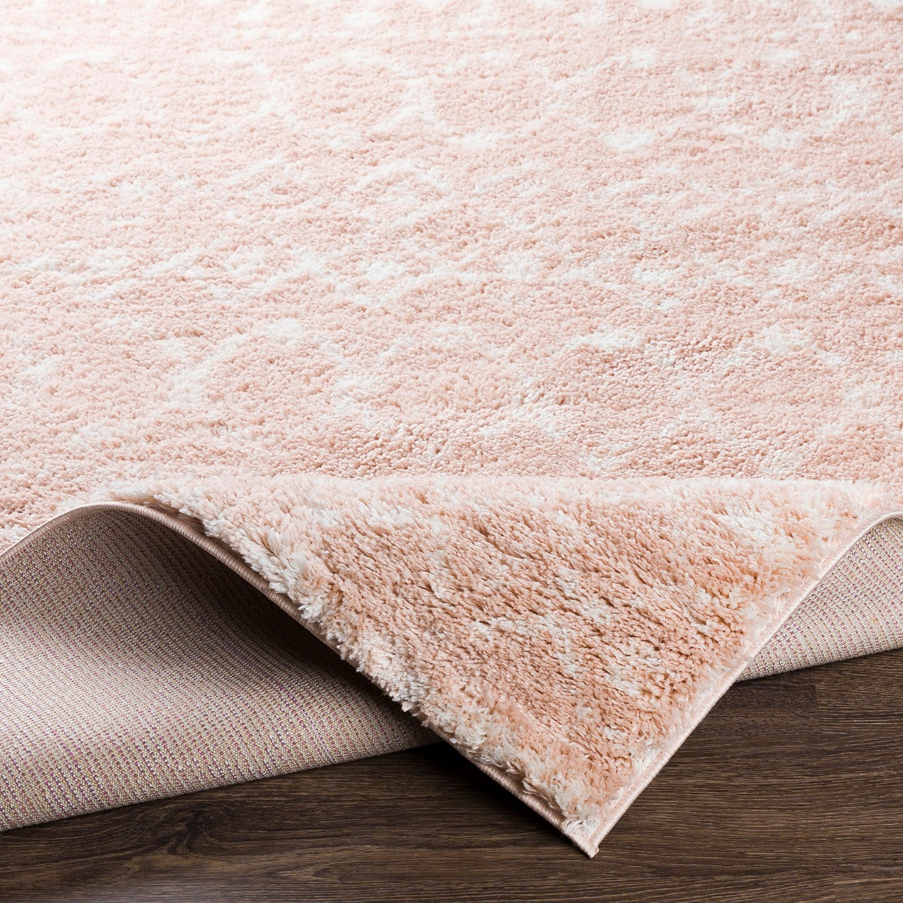 SAANJH Shaggy Global Plush Pile Blush Area Rug Fold
