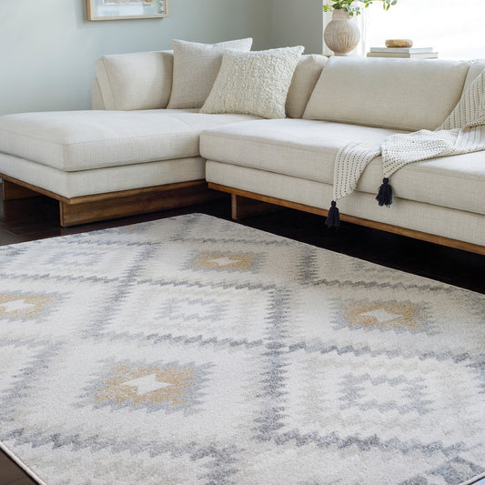 SADIE Scandi Rustic Medium Grey Area Rug Roomscene