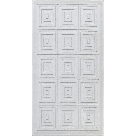 SAKURA Indoor & Outdoor Scandi Modern White Area Rug Flat
