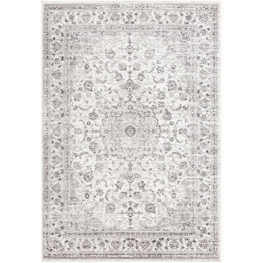 SANVI Vintage Traditional Oriental Boho Light Grey Area Rug Flat