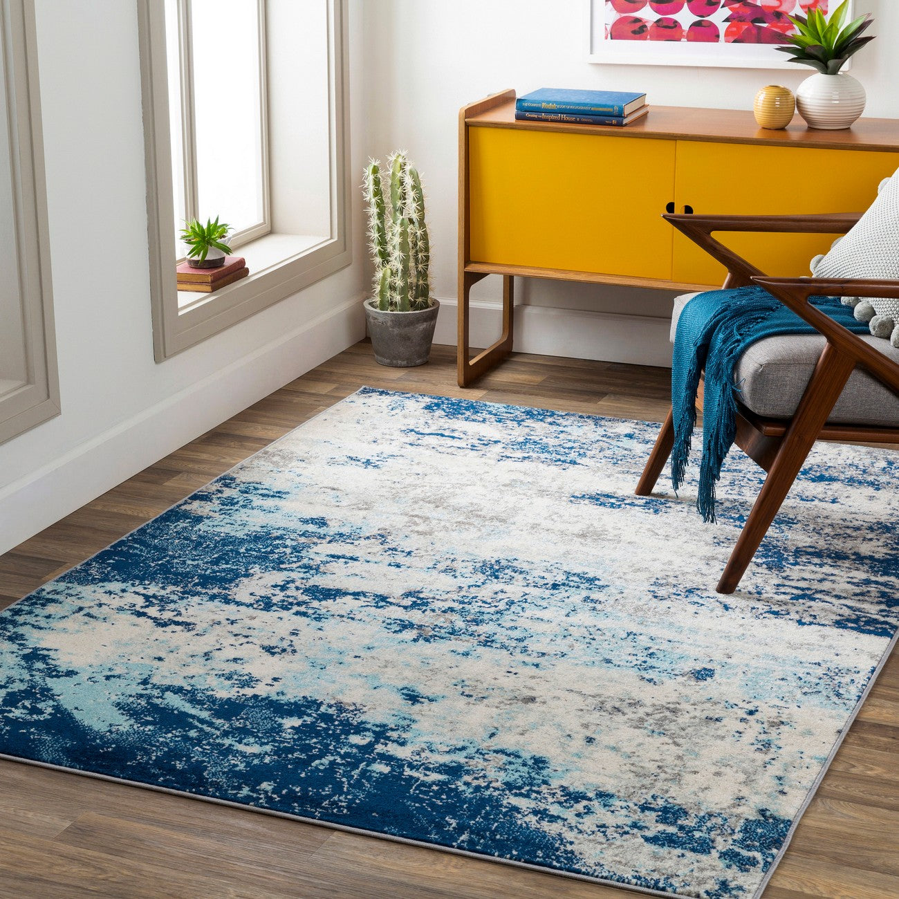 SANYA Abstract Modern Marble Dark Blue Area Rug