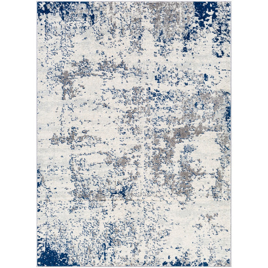 SARAH Abstract Modern Marble Dark Blue Area Rug Flat