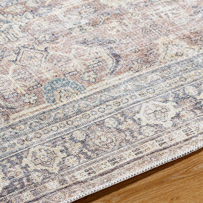 SHALINI Becki Owens x Livabliss Machine Washable Oriental Boho Light Silver Area Rug Texture