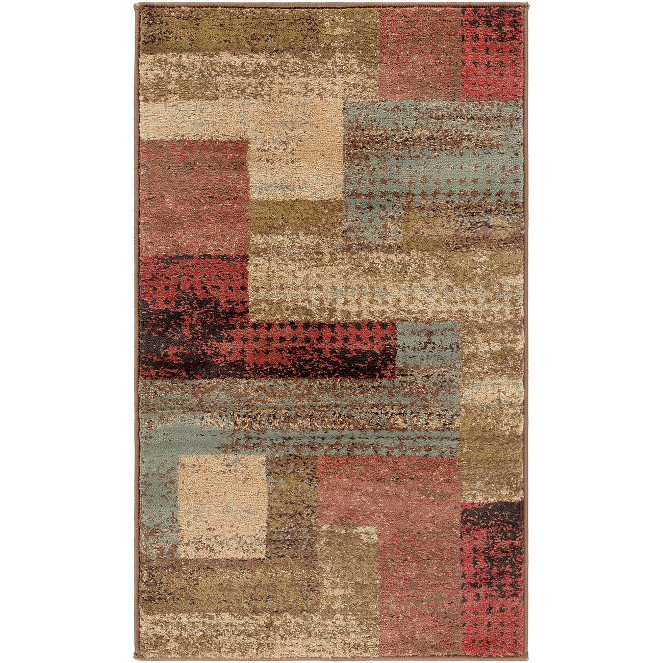 SHAMA Scandi Modern White/Brick Area Rug Flat