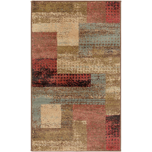 SHAMA Scandi Modern White/Brick Area Rug Flat