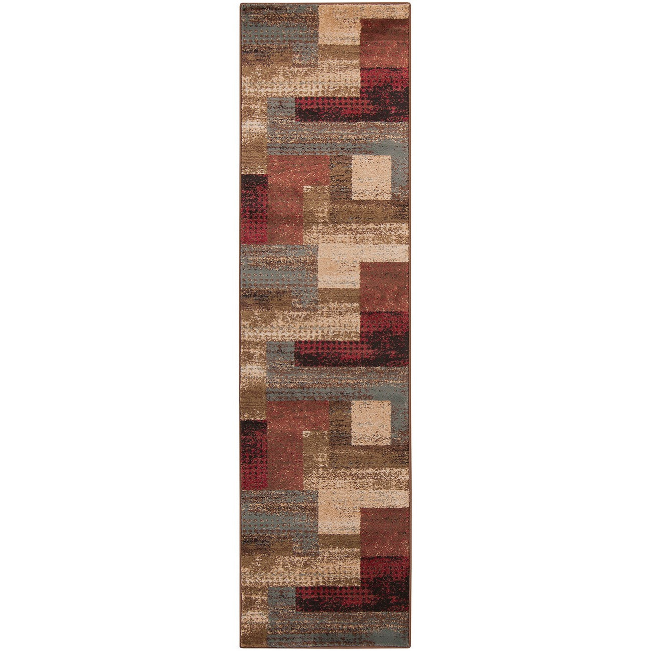 SHAMA Scandi Modern White/Brick Area Rug Flat
