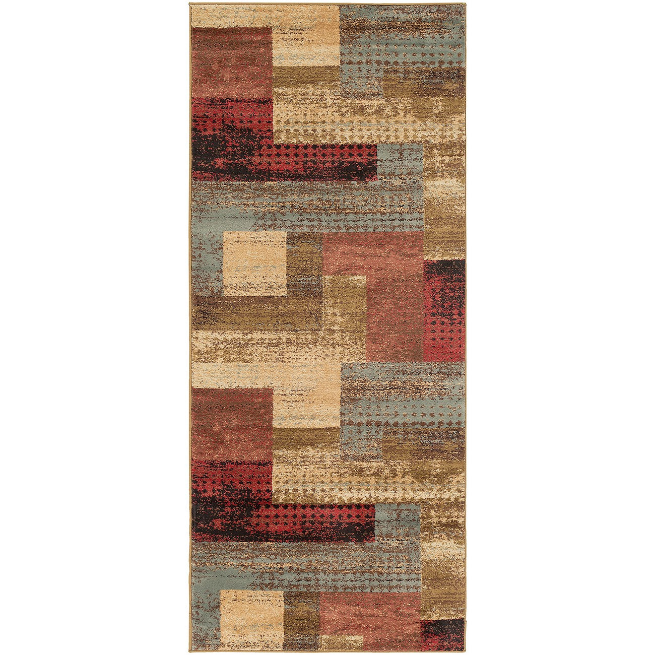 SHAMA Scandi Modern White/Brick Area Rug Flat