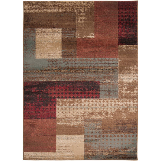 SHAMA Scandi Modern White/Brick Area Rug Flat