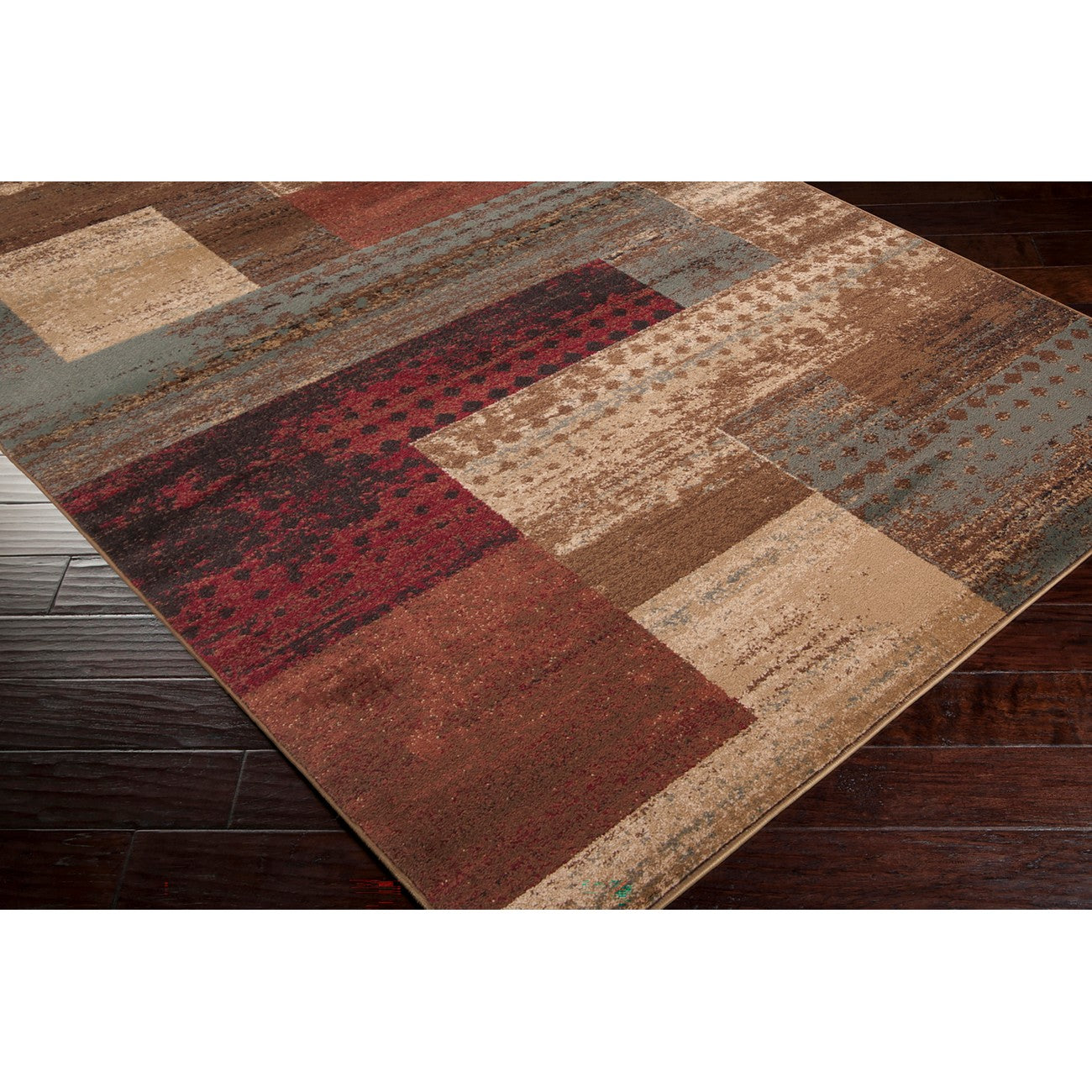 SHAMA Scandi Modern White/Brick Area Rug Corner
