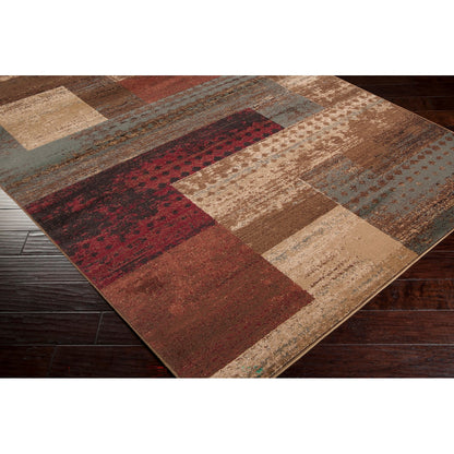 SHAMA Scandi Modern White/Brick Area Rug Corner