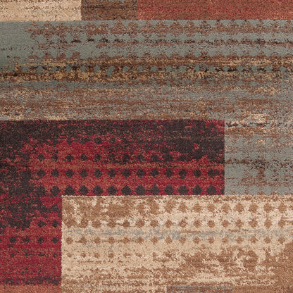 SHAMA Scandi Modern White/Brick Area Rug Swatch