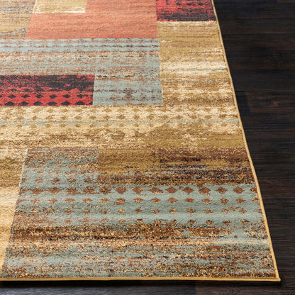 SHAMA Scandi Modern White/Brick Area Rug Front
