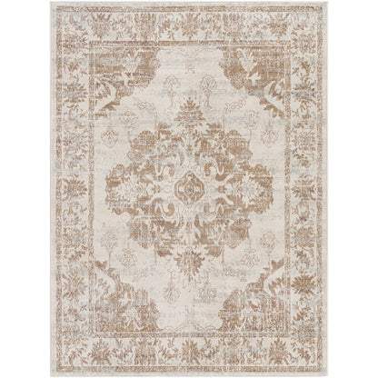 SHAWNA Vintage Traditional Oriental Boho Yellow Area Rug Flat
