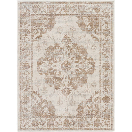 SHAWNA Vintage Traditional Oriental Boho Yellow Area Rug Flat