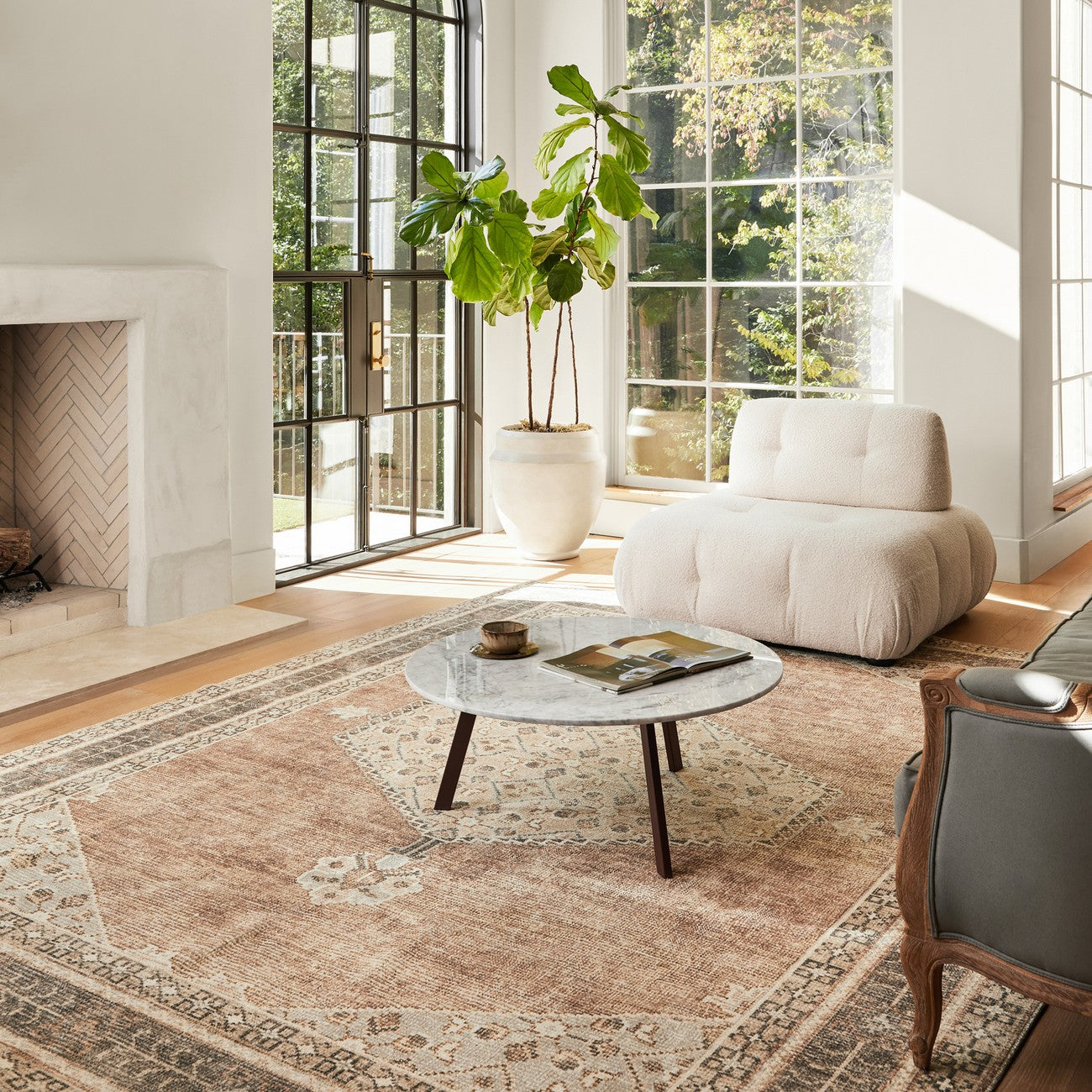 SIMRAN Becki Owens x Livabliss Vintage Traditional Oriental Boho Cinnamon Area Rug Roomscene