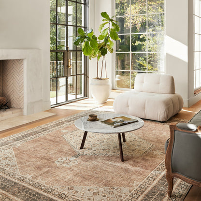 SIMRAN Becki Owens x Livabliss Vintage Traditional Oriental Boho Cinnamon Area Rug Roomscene