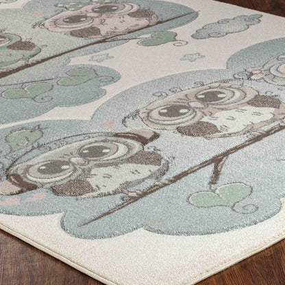 SLEEPY BOO Kids Modern Beige/Blue Bedroom Area Rug