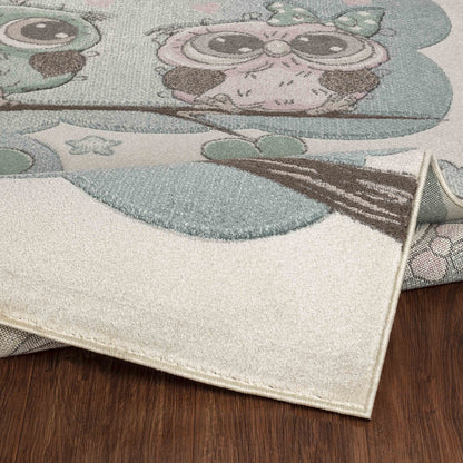 SLEEPY BOO Kids Modern Beige/Blue Bedroom Area Rug